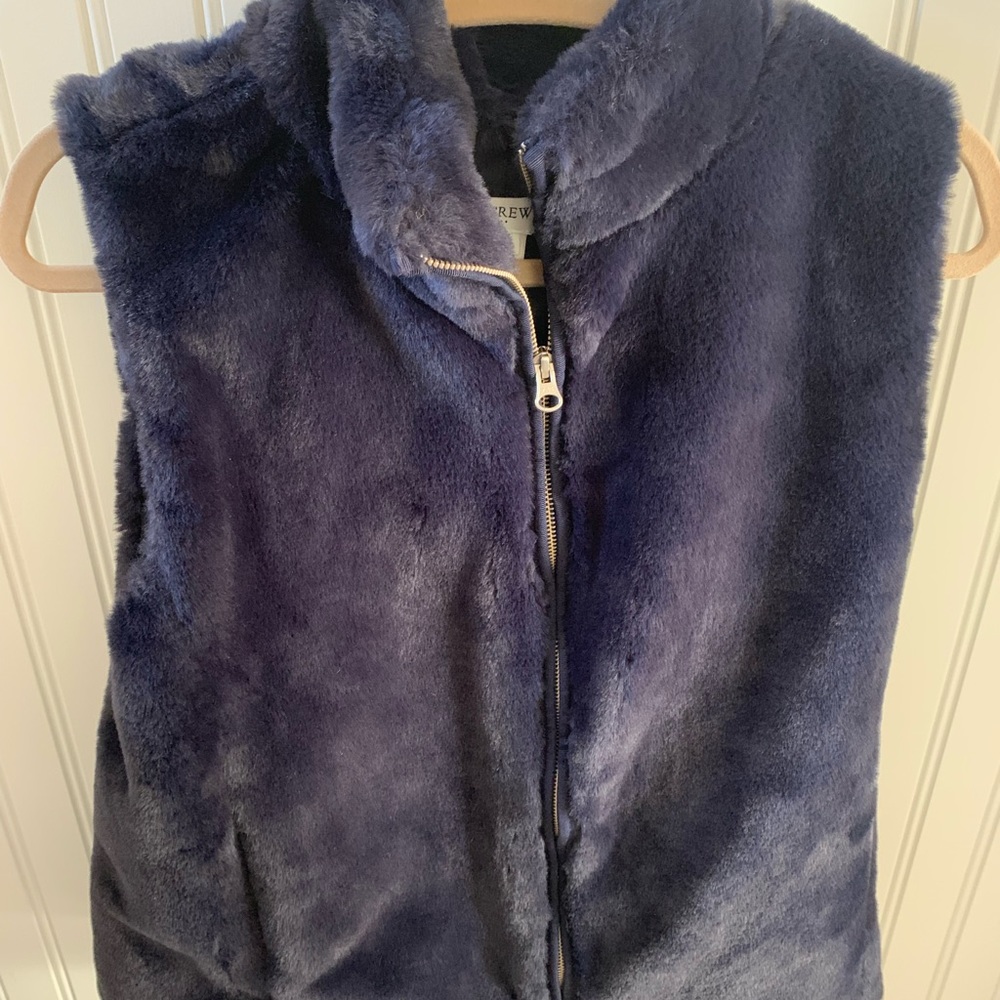 Navy faux fur vest JCrew Factory